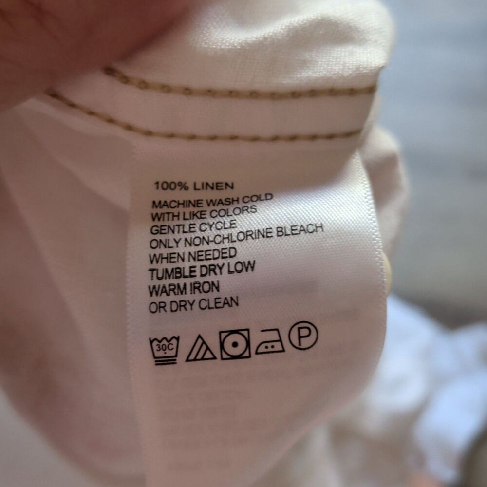 Tommy Bahama Mens Button Down Shirt White 100% Linen Shirt Sleeve Size Large L - Picture 6 of 6